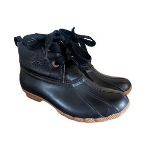 Sperry Black Duck Boots with Tan Soles